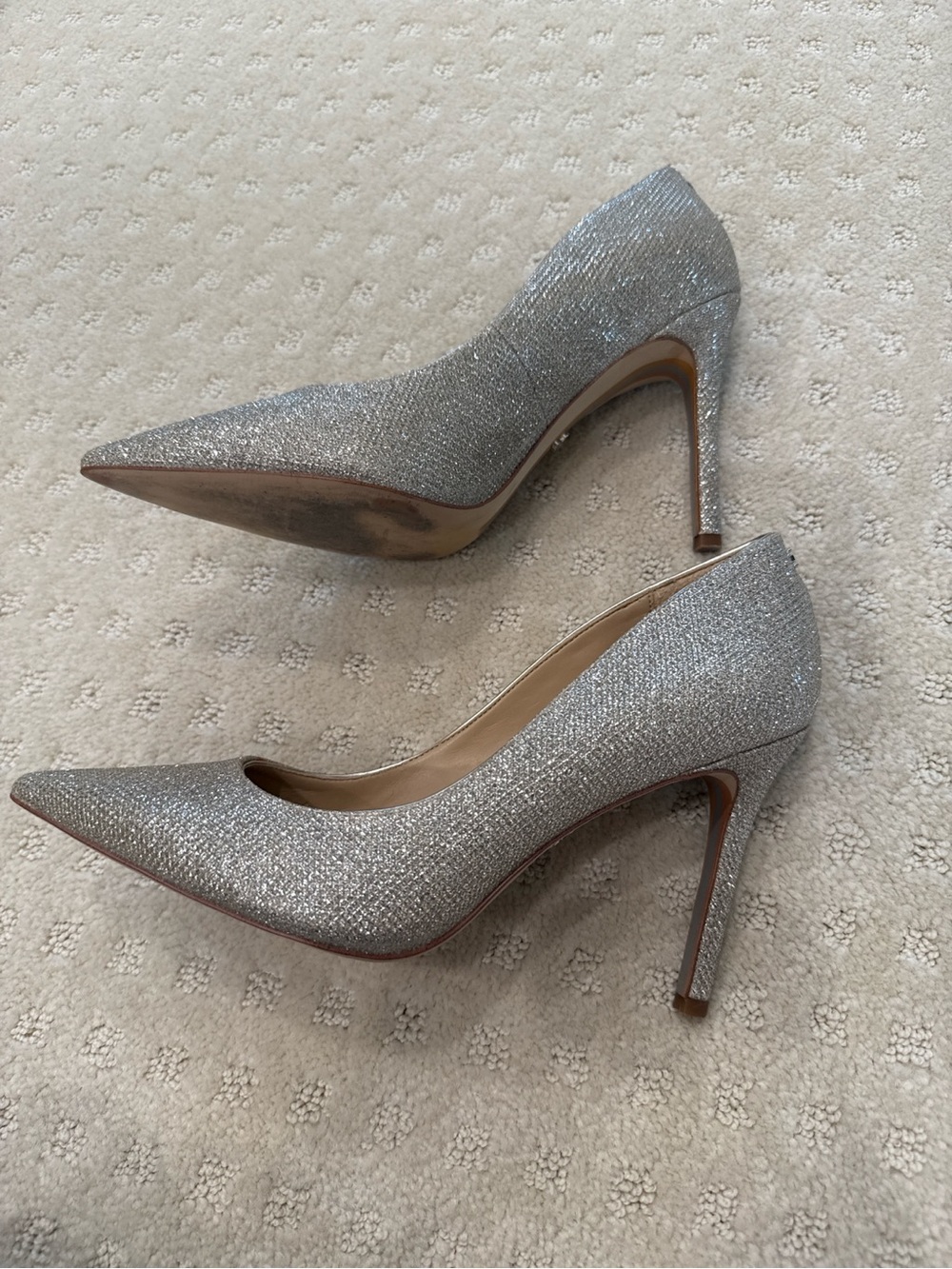 Sam Edelman Silver Glitter Pointed Toe Stiletto Pumps Size 7.5 - Picture 5 of 8